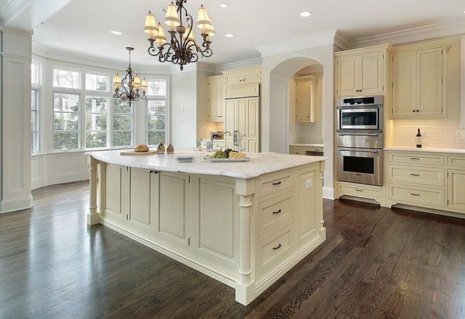 close-up of textured laminate floors in a kitchen in Deer Lodge